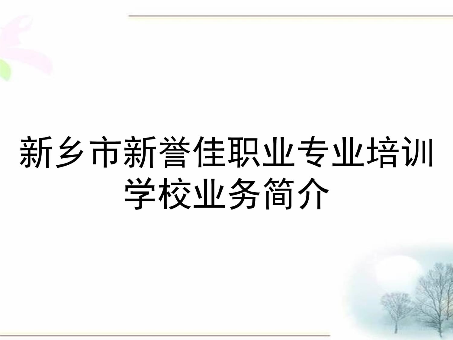 新鄉市新譽佳職業專業培訓學校業務簡介